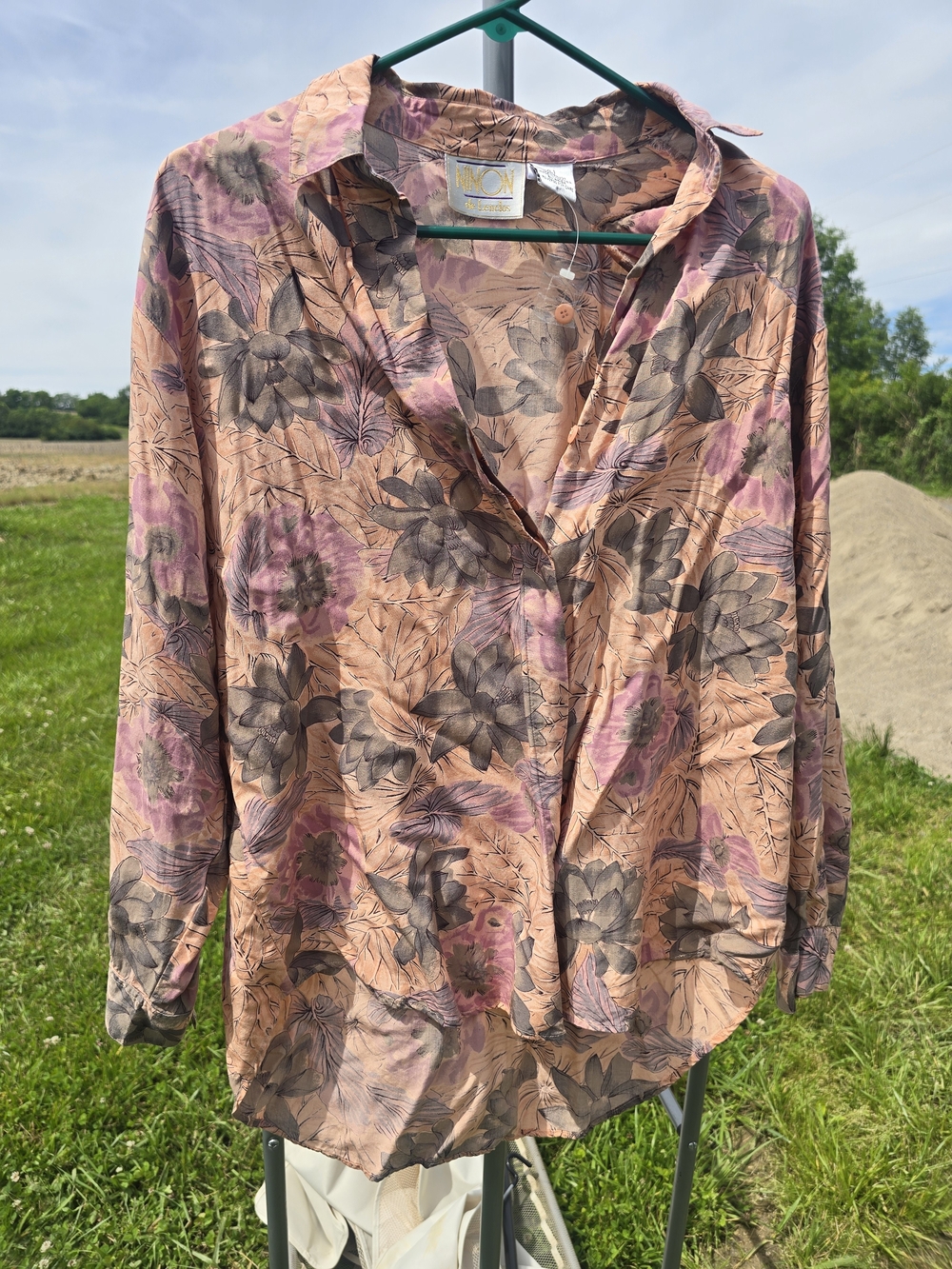 Vintage 80s 90s Ninon de Lenclos Floral Button Down Blouse
